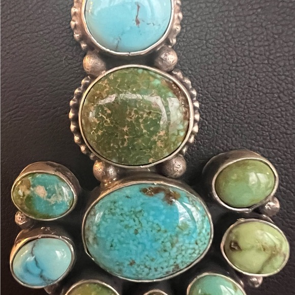 Tribal Navajo Blue and Green Turquoise Handmade Necklace - Picture 3 of 4